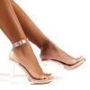Steal Nude Faux Suede Clear Perspex Barely There Heels -Chic Footwear Shop steal nude perspex 204